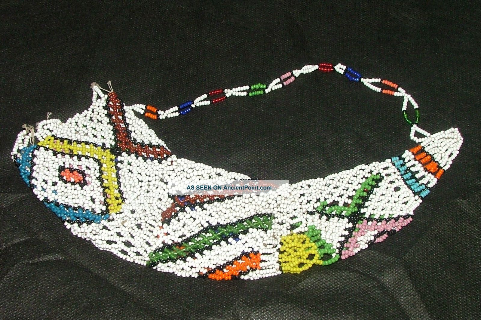 Antique Native American Powder Horn Beadwork Cover.  Very Rare And Unusual. Native American photo
