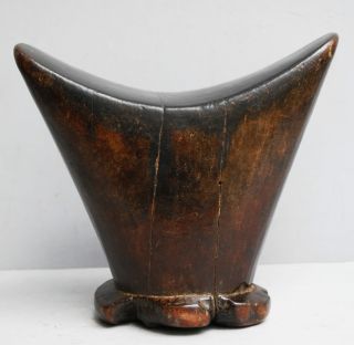 A Beautifully Simple Headrest From Gurage Tribe Of Ethiopia,  W Tapering Edges photo