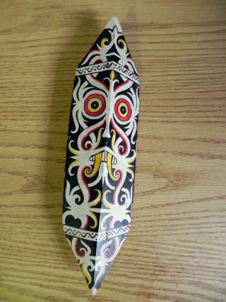 Lovely Miniature Vintage Hand Painted Dayak Shield From Borneo In Good Cond photo