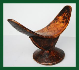 Well Patinated And Neatly Engraved Somali Headrest From Ethiopia photo