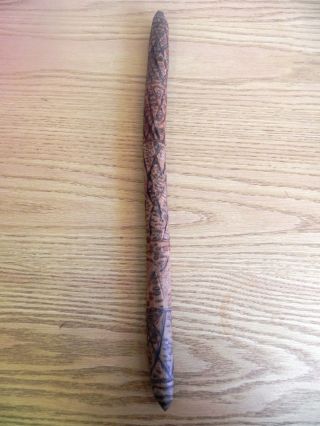Fantastic Carved & Decorated Wooden Australian Aboriginal Message Stick Or Club photo