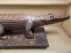 Antique Papua New Guinea Carved Wood Alligator Figure On A Base Pacific Islands & Oceania photo 3