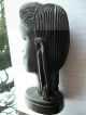 Antique Vintage African Tribal Hand Carved Wooden Pair; Women Elongated Earlobes Sculptures & Statues photo 5