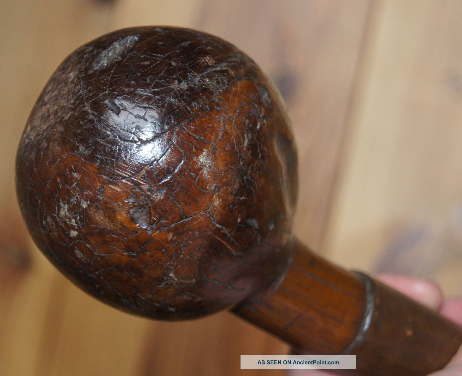 Fine Antique 19c Zulu Knobkerrie Club W/ Leather,  Good Sized Head & Great Colour Other photo