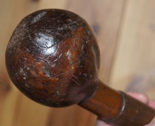Fine Antique 19c Zulu Knobkerrie Club W/ Leather,  Good Sized Head & Great Colour photo