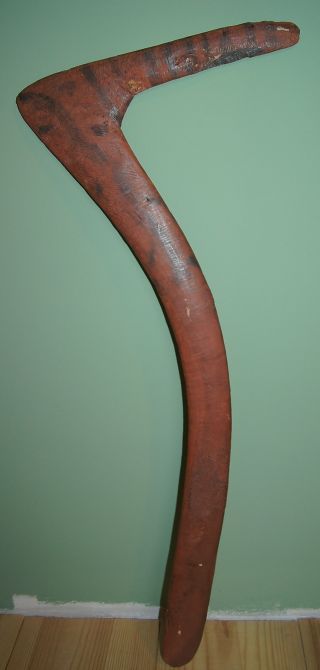 Fine Antique Australian Aboriginal No.  7 Swan Neck Carved Wooden Boomerang Club photo