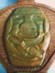 Rare Antique Carved Wood Leather Bonfire Bellows Hawaii Copper Tiki Idol Plaque Pacific Islands & Oceania photo 4
