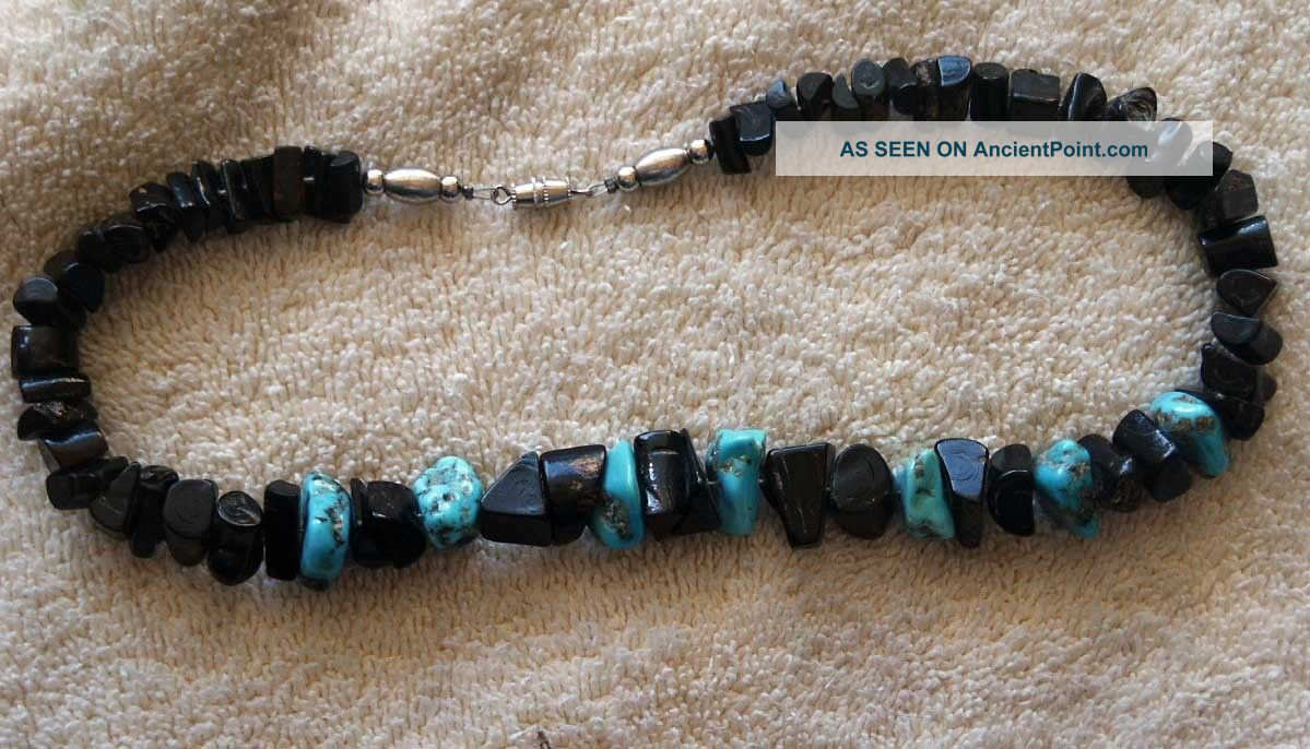 Navajo Necklace - Turquoise And Black Onyx Nuggets Native American photo