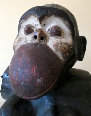Item 049 Baule Tribe Seated Monkey Figure Cote D ' Ivoire Ivory Coast West African photo
