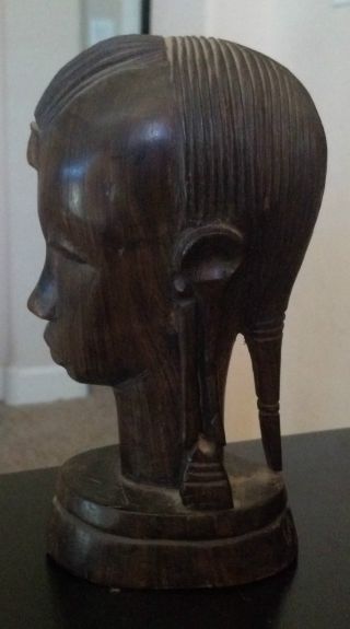 African Art Decor Hand Carved Woman Female Bust Head Figurine photo