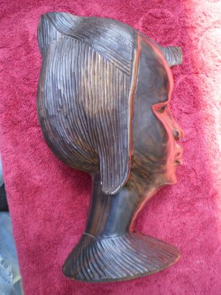 Large Vintage 50 ' S - 60 ' S African Carved Wooden Head photo