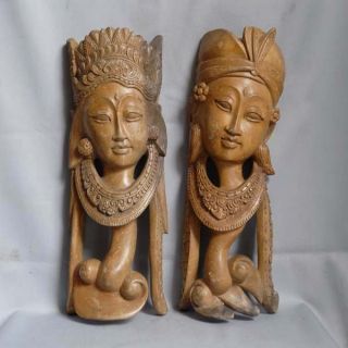 Indonesian Balinese Bali Wooden Dancer Statue Sculpture Wood Carving Pl83 photo