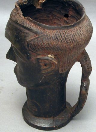 African Kuba Wood Palmwine Cup Container Handmade Figure Drcongo Ethnix photo