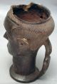 African Kuba Wood Palmwine Cup Container Handmade Figure Drcongo Ethnix Other photo 6