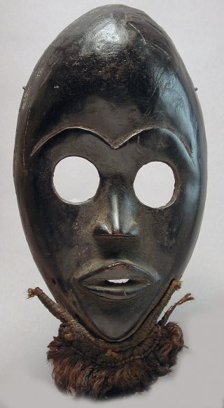 Dan African Artifact Danced Wooden Black Face Mask Cote I ' Voire Liberia Ethnix photo