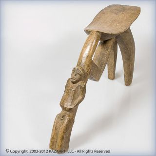 Rare And Old Lobi Three Legged Figural Wood Stool Burkina Faso photo