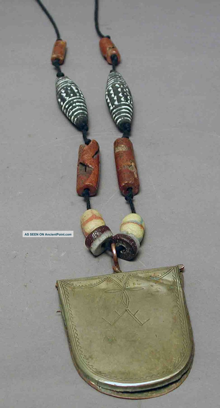 Tuareg Jewelry African Metal Prayerbox Beaded Necklace Artifact Amulet Ethnix Other photo
