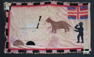 Banner W Dog Textile African Fante Asafo Flag Appliqued 2sides Ghana Ethnix photo