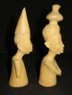 Vintage African Figural Bust Type Chess Set Hand Carved Wood Ebony 32 Mozambique Sculptures & Statues photo 7