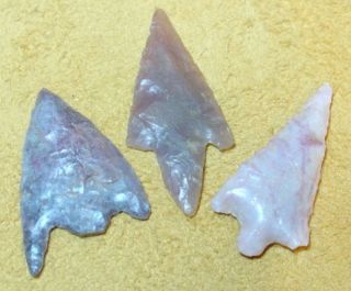 3 African Neolithic Stone Projectile Arrowhead Points photo