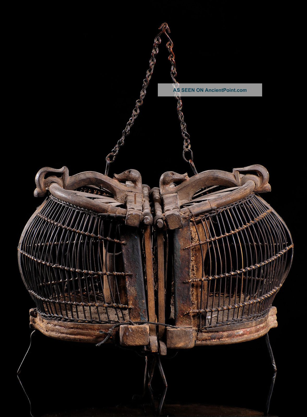 Rare And Ancient Double Bird Cage From Lombok Indonesia; Hand Made Tribal Art Pacific Islands & Oceania photo