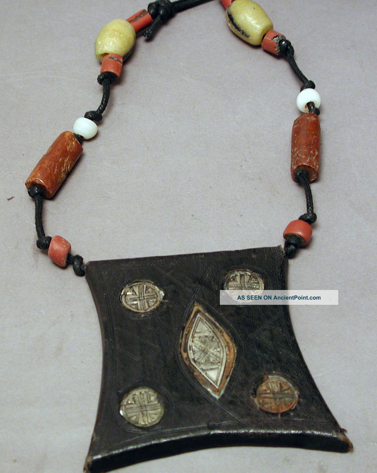 Jewelry African Tuareg Leather Metal Amulet Protection Talisman Necklace Ethnix Other photo