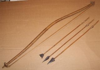 Congo Old African Bow With 3 Arrows Tchokwe Ancien Arc Avec Flèches Afrika Boog photo