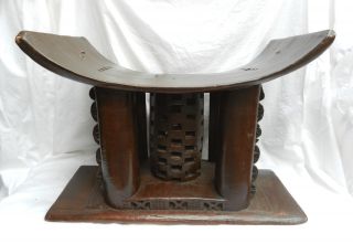 Antique Ashanti Hand Carved Wooden Stool photo