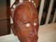 Vintage Handarbeit German Tribal Wall Mask Plaque - Ceramic Pottery - Resembles Tin Masks photo 3