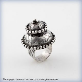 Tuareg Or Fulani Silver Domed Ring With Design Mali photo