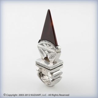 Old Tuareg Silver And Carnelian Tisek Amulet Talisman Ring Mali photo