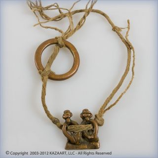 Old Lobi Bronze Figural Amulet Talisman Against Bush Spirits Burkina Faso photo