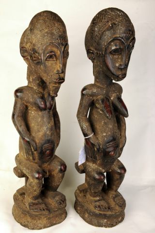 Boaule Male & Female Ancestor Figures - Ivory Coast - African Tribal Arts photo