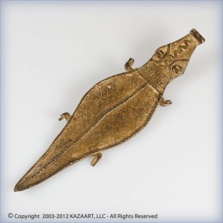 Impressive Gan Bronze Amulet Pendant Of Crocodile Burkina Faso photo
