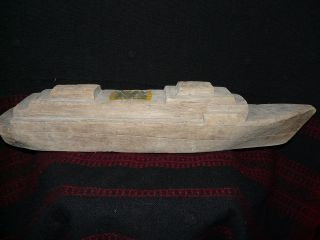 Kuna Panama Indian Carved Hardwood Toy Boat photo