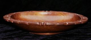 Old Trobriand Island Wood Bowl With Mother Of Pearl Inlay photo