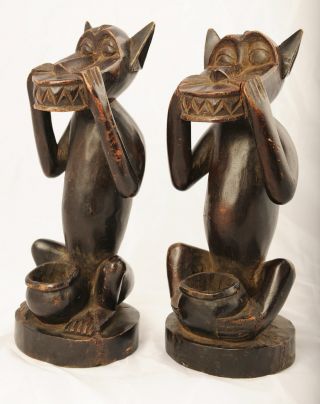 Baule Monkey Figures,  Pair,  Ivory Coast,  African Tribal Arts,  Figures photo