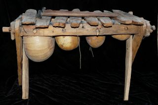 Old African Traditional Balafon Xylophone Gourds Musical Instrument photo