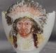 Antique Figural Match Holder Striker Indian Chief Milk Glass Sitting Bull Native American photo 1
