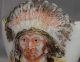 Antique Figural Match Holder Striker Indian Chief Milk Glass Sitting Bull Native American photo 6
