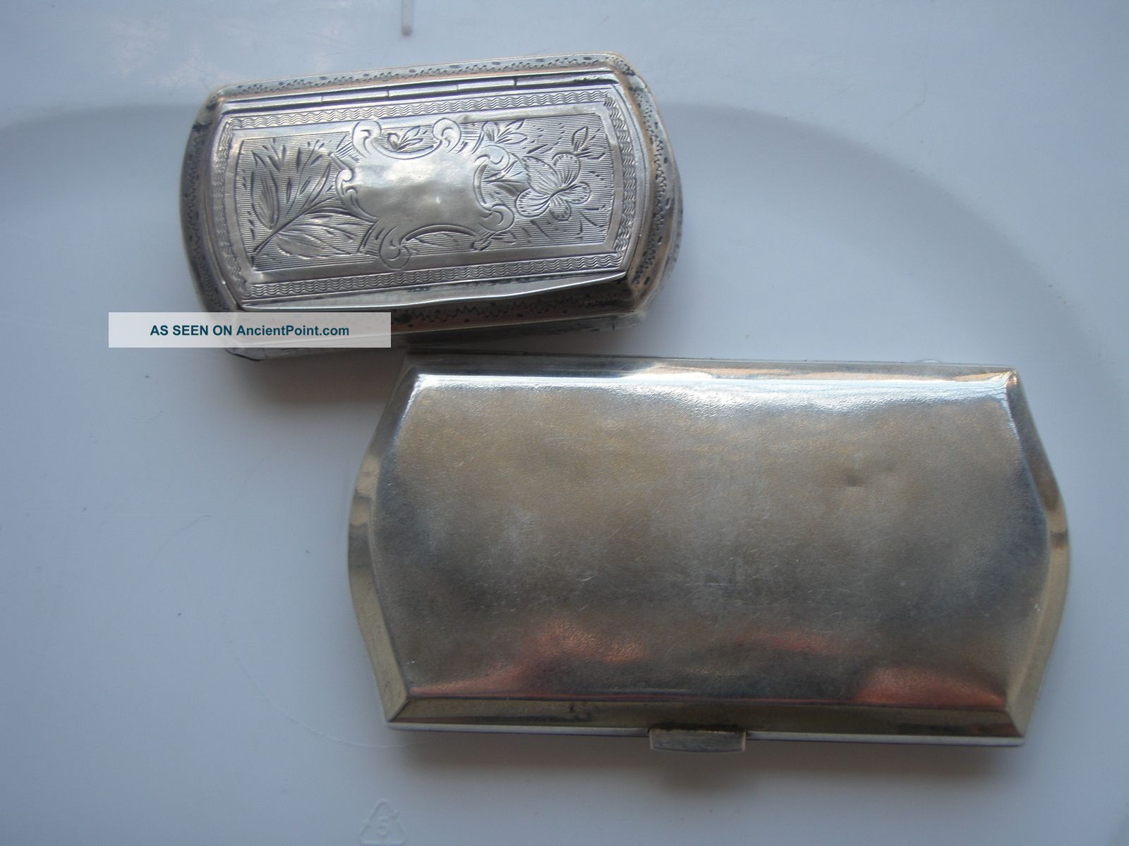 Sterling Silver Snuff Box And Cigarette Or Card Case Sterling Silver (.925) photo