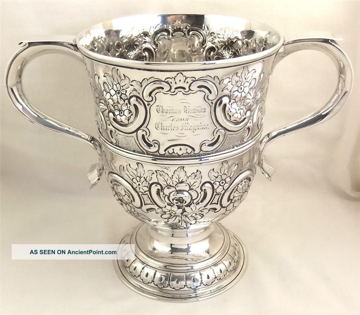 Antique Hallmarked Sterling Silver 2 Handle Cup/trophy - 1761 Francis Crump 534g Other photo
