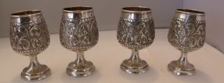 Solid Sterling Silver Goblets Set Of Four photo