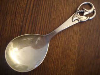 Silver Danish Fret Cut Top Large Tea Caddie Spoon photo