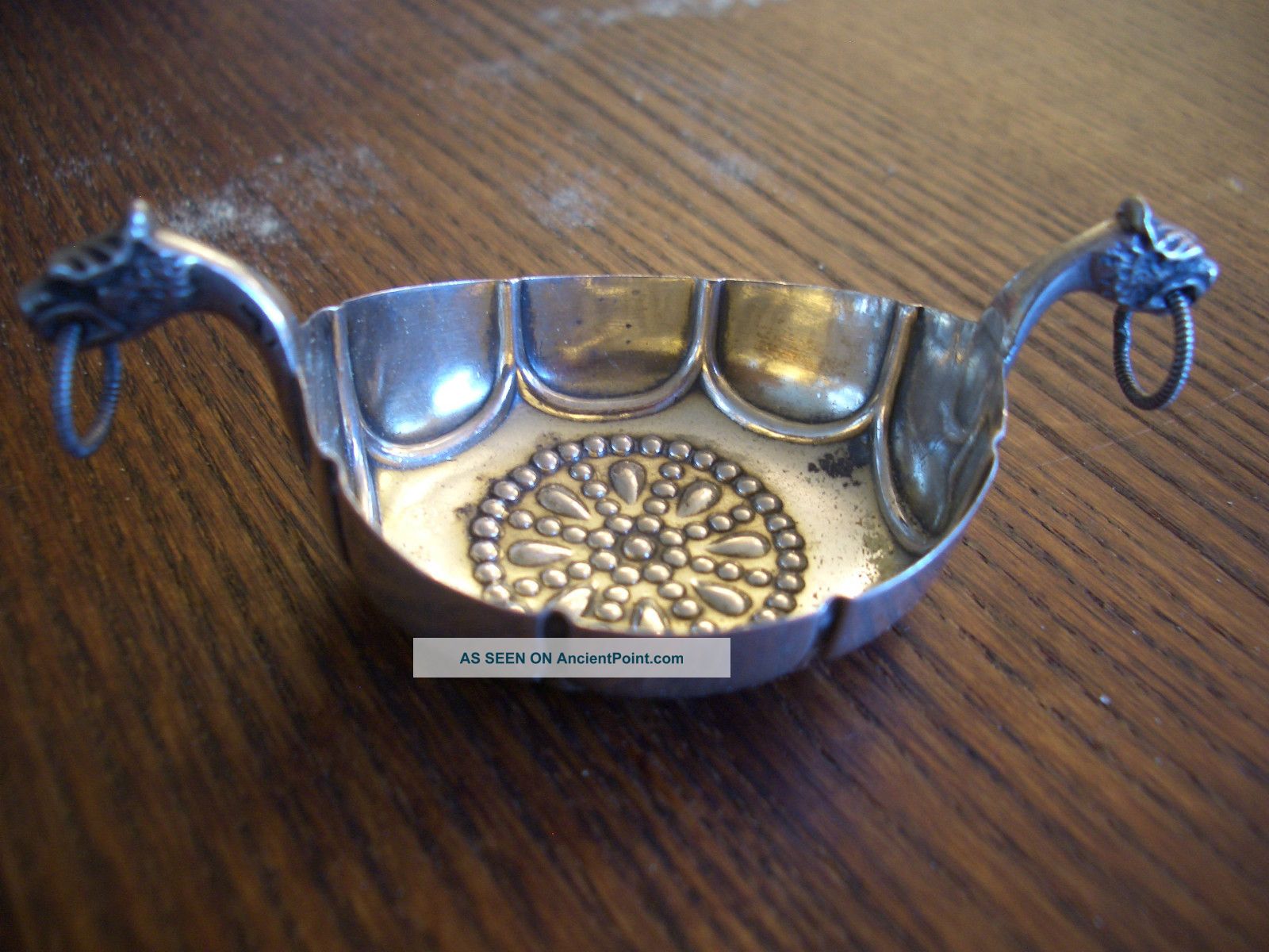 Silver Norway M.  H 830 Grade Viking Long Ship Salt Very Well Made Salt & Pepper Shakers photo