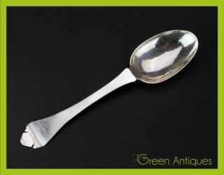 Antique 18thc Georgian Solid Silver Hand Engraved Dog - Nose Spoon C.  1720 photo