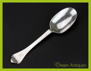 Antique 18thc Georgian Solid Silver Hand Engraved Dog - Nose Spoon C.  1723 photo
