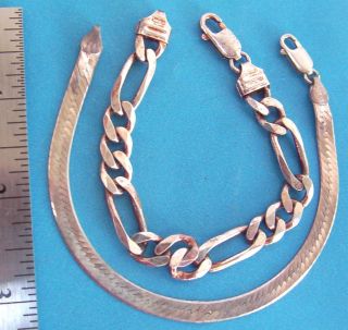 2 Sterling Silver Bracelets - 25.  4 Grams,  3/4 Oz - Good Shape photo