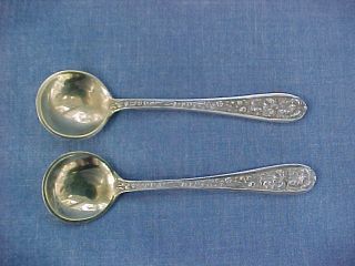 Vintage Stieff Corsage 1935 Sterling 2 Salt Spoons Repousse Silver Handles $1 Nr photo
