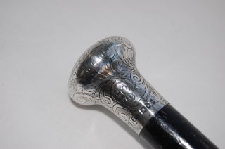 Silver And Fruit Wood Walking Stick/ Cane By Hubert Tornhill 1916/ 1935 London photo